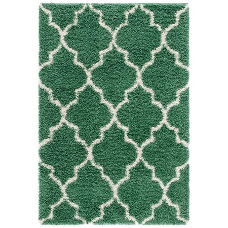 Safavieh 8 x 10 ft. Venus Shag Contemporary Rectangle Rug; Green & Ivory VNS524Y-8